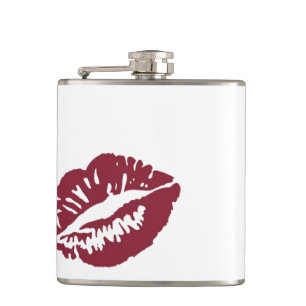 Red white lips smooch kiss lipstick flask