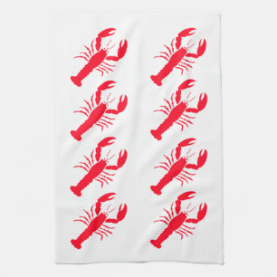 Red White Lobster Seafood 4Nicholas Tea Towel
