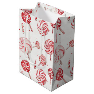 Red White Lollipops Christmas Medium Gift Bag