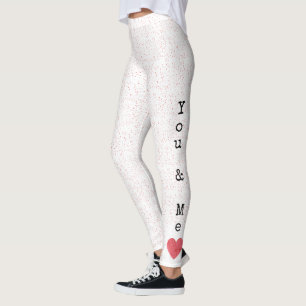 Red & White Love Heart Modern Happy Valentines Day Leggings