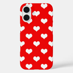 Red White Love Heart Pattern Design iPhone 16 Case