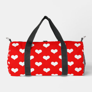 Red White Love Heart Pattern Design Duffle Bag