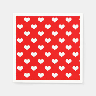 Red White Love Heart Pattern Design  Napkin