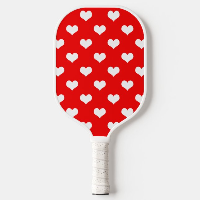 Red White Love Heart Pattern Design  Pickleball Paddle (Front)