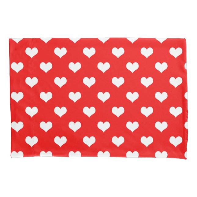Red White Love Heart Pattern Design  Pillowcase (Front)