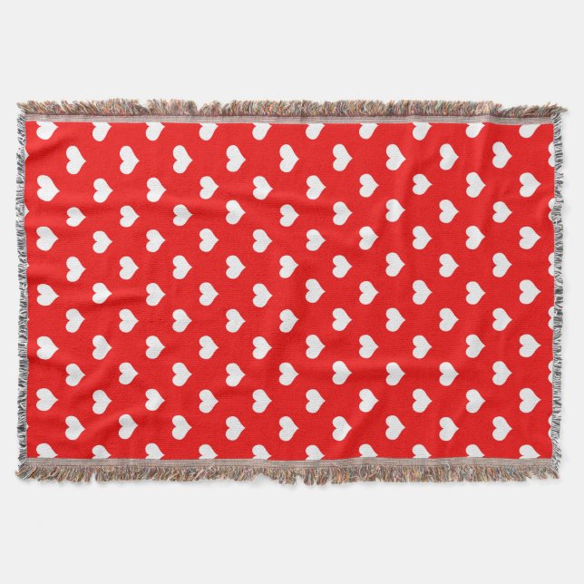 Red White Love Heart Pattern Design  Throw Blanket (Front)