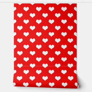 Red White Love Heart Pattern Design Wallpaper