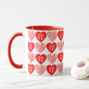 Red White Love Hearts Mug