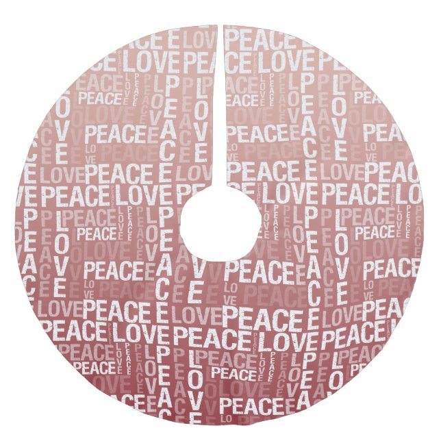 Red White Love Peace Brushed Polyester Tree Skirt (Front)