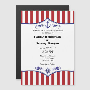 Red White Magnetic Nautical Wedding Invites