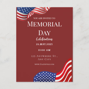 Red White Memorial Day Holiday Postcard