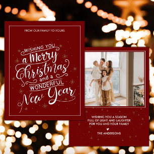 Red White Merry Christmas New Year Holiday Card