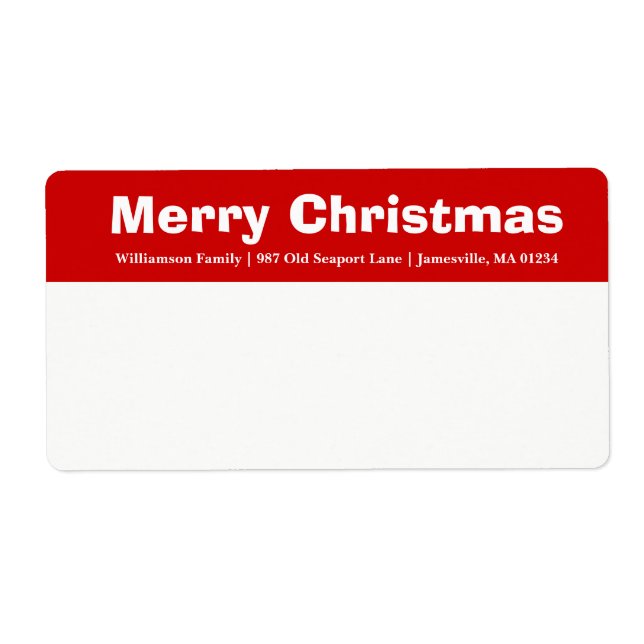 Red & White Merry Christmas Shipping Labels (Front)