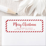 Red White Merry Christmas Stripes  Return Address Label<br><div class="desc">Add a festive touch to your holiday mail and gift packaging with this red and white striped Merry Christmas label. Designed with bold candy cane stripes and cheerful text, it's perfect for sealing envelopes, tagging presents, or adding a joyful accent to seasonal favours. Ideal for Christmas parties, gift wrapping, or...</div>