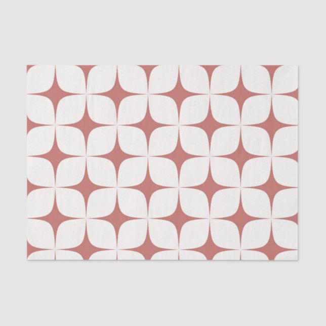 Red White Mid Century Modern Boho Geometric  Tissue Paper (Front)