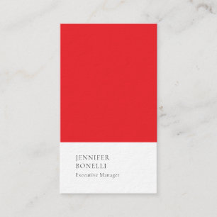 Red white minimalist modern thick luxury trendy business card