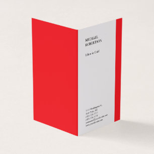 Red White Minimalist Professional Plain Business Card