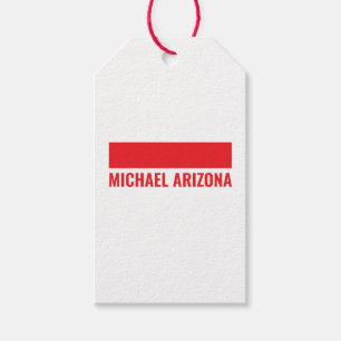 Red & White Minimalist Simple Plain Name Gift Tags
