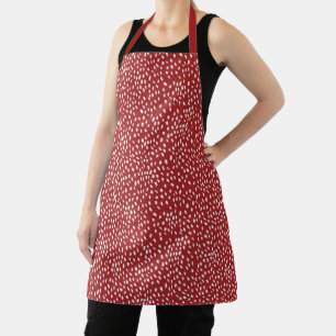 Red & White Modern Dot Pattern Apron