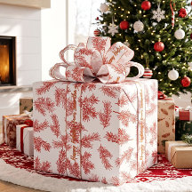 Red White Modern Elegant Botanical Christmas
