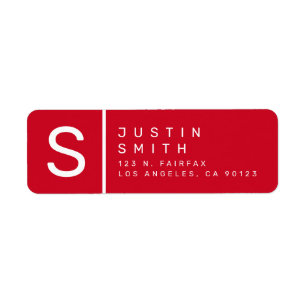 Red & White   Modern Return Address Return Address Label