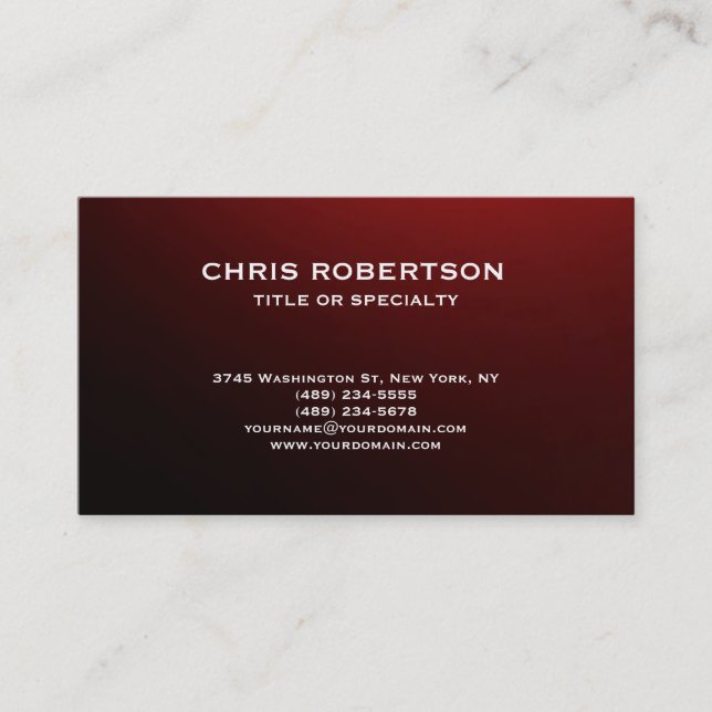Red White Modern Simple Plain Business Card (Front)