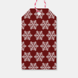 Red White Modern Snowflake Christmas Pattern  Gift Tags
