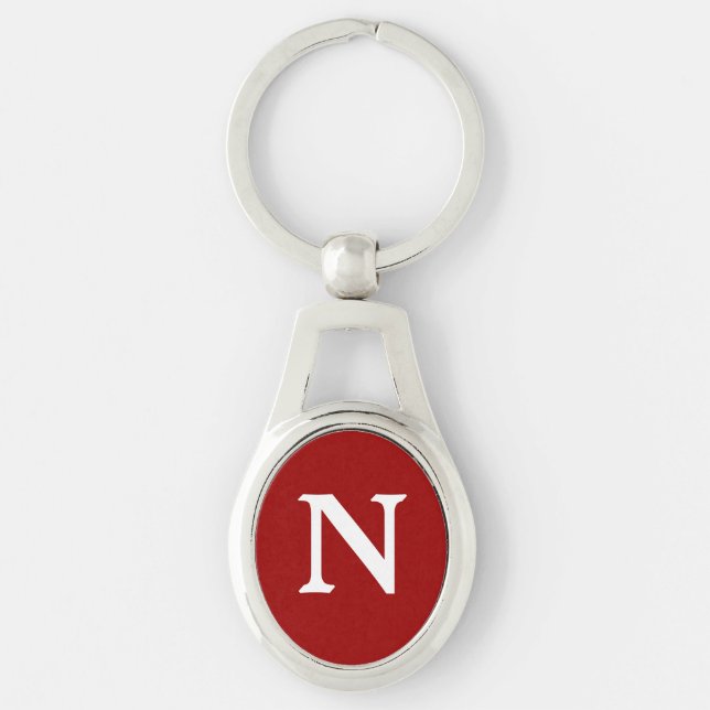 Red White Monogram Key Ring (Front)