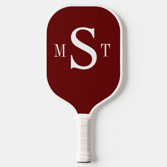 Red White Monogram Personalised Pickleball Paddle (Front)