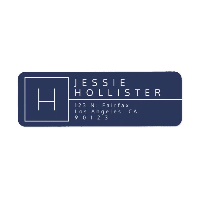 Red & White Monogrammed Return Address Label (Front)