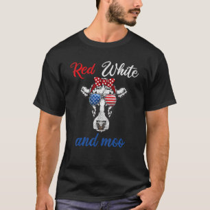 Red White & Moo 4th Of July Apparel Usa Patriotic T-Shirt