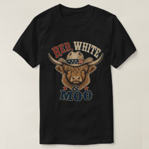 Red, White & Moo Highland Cow T-shirt