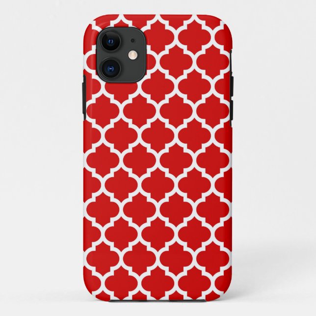 Red White Moroccan Quatrefoil Pattern #5 Case-Mate iPhone Case (Back)