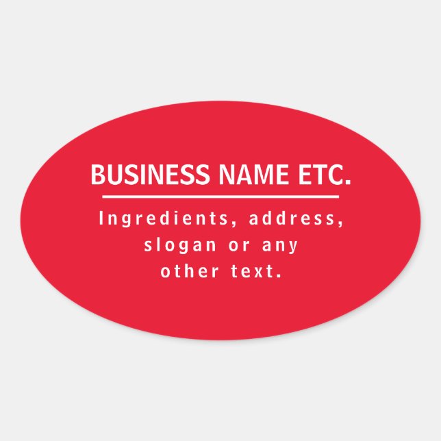 Red & White Multi-Purpose Oval Sticker (Front)