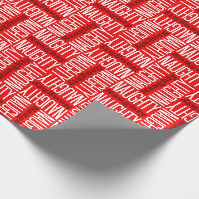 Red & White Naughty Christmas Wrapping Paper (Corner)