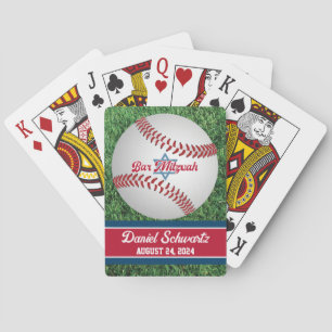Red, White, Navy Baseball Bar Mitzvah Playing Cards