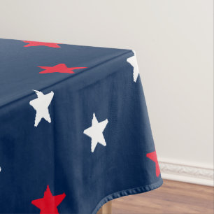 Red white navy blue stars patriotic pattern  tablecloth
