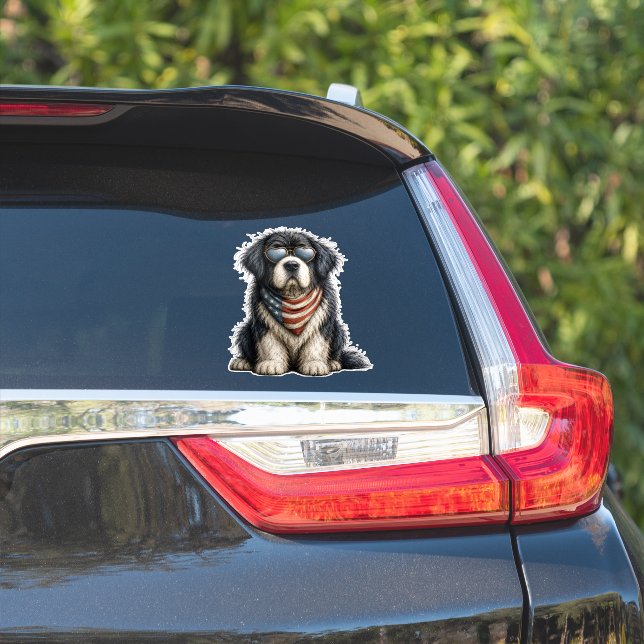 Red, White & Newf Doggo (Car Side)
