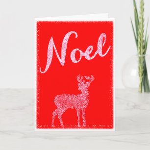 Red & White Noel Folded Christmas Card