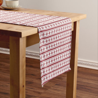 Red & White Nordic Fair Isle Short Table Runner