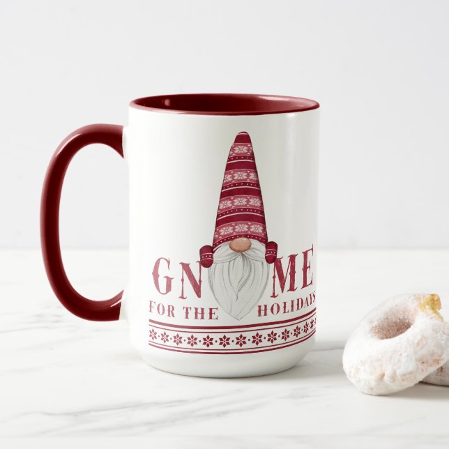 Red & White Nordic | Gnome For the Holidays Mug (With Donut)