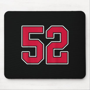 Red White Number 52 Jersey Player Uniform #52 Mouse Pad