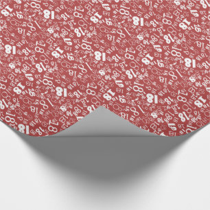 Red White Numbers 18th Birthday Wrapping Paper