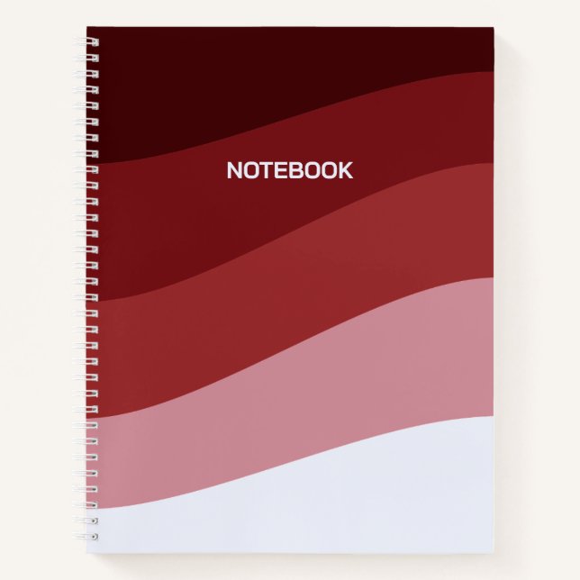 Red White Ombre Wave pattern Notebook (Front)