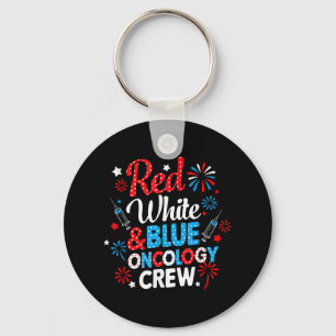 Red White Oncology Crew Firework Patriotic Indepen Key Ring