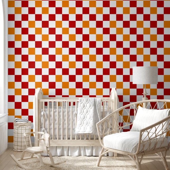 Red White Orange Chequered Pattern Design  Wallpaper (Kids)