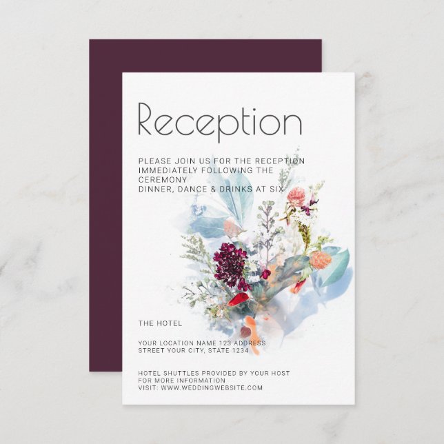RED WHITE & ORANGE FLORAL ELEGANT RECEPTION INVITATION (Front/Back)