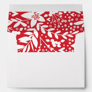 Red White Original Christmas Florals Card Envelope