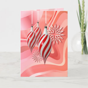 RED & WHITE ORNAMENTS by SHARON SHARPE Holiday Card
