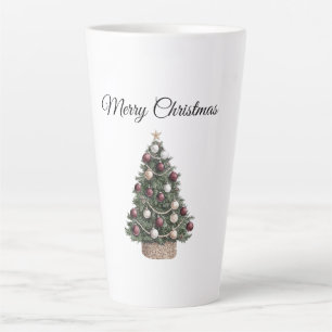 Red White Ornaments Christmas Tree Latte Mug